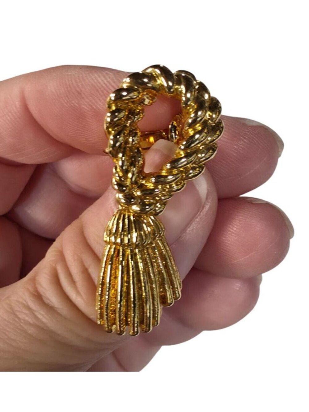 2 PRs Vintage Gold-Tone Rope & Tassel Clip-On Earrings With Adjustable Screw Bac - Picture 3 of 4